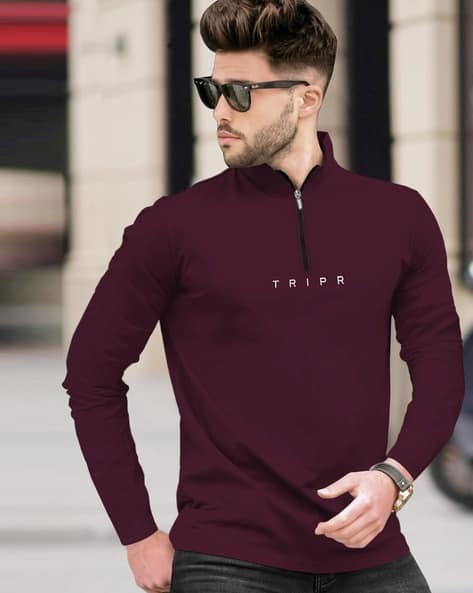 TRIPR Men Regular Fit Polo T-Shirt with Full Sleeves