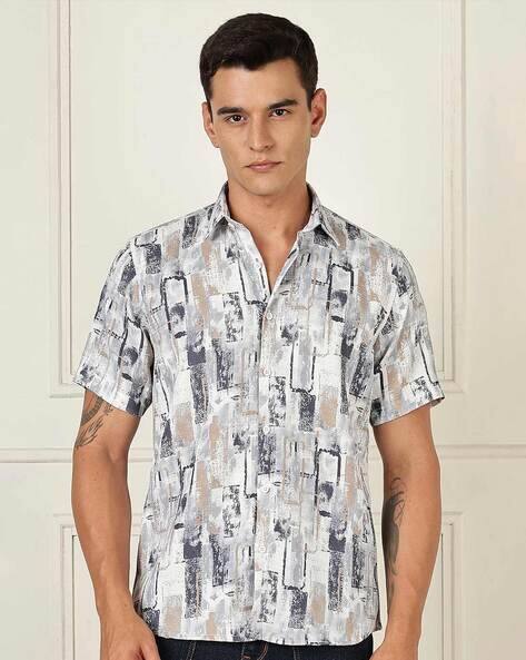 Blue Squad X AG Men Printed Tailored Fit Spread-Collar Shirt