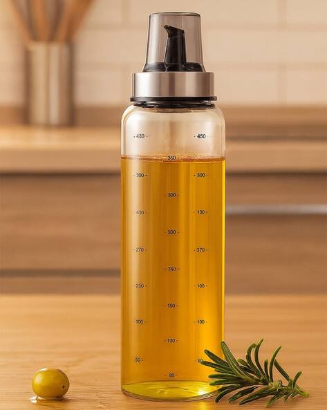 Baskety Transparent Glass Steel Oil Bottles with Caps