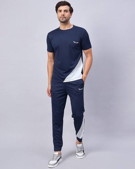 Buda Jeans Co Men Colourblocked T-Shirt & Track Pants Set