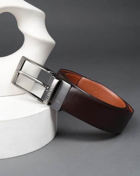 ALLEN SOLLY Men Logo Print Wide Belt with Tang-Buckle Closure