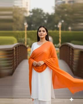 nyrika Women Striped Dupatta with Lace Detail-picture-14