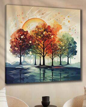 Colorful Tree Landscape Framed Canvas Painting for Living Room Wall Décor-image-25