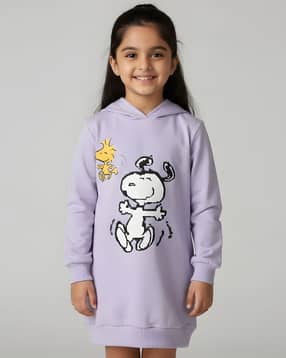 yousta Girls Peanuts Print Hooded Sweat Dress-picture-26