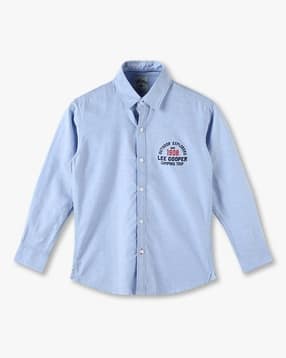 lee cooper Boys Brand Embroidered Slim Fit Cotton Shirt-picture-19
