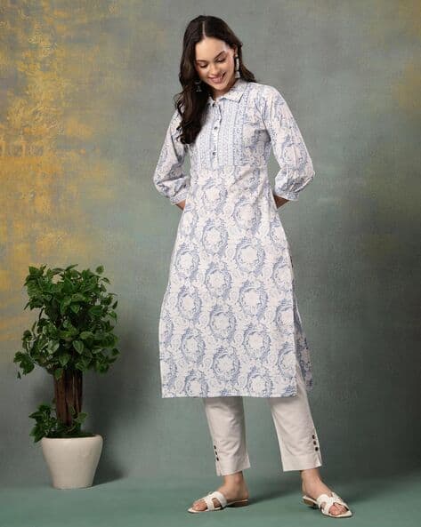 God Bless Women Floral Print Straight Kurta