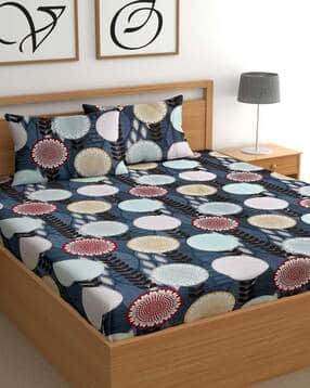 Floral Print Double Bedsheet with 2 Pillow Covers-image-45