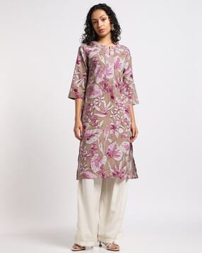 svrnaa by azorte Floral All-Over Print Straight Kurta-picture-47