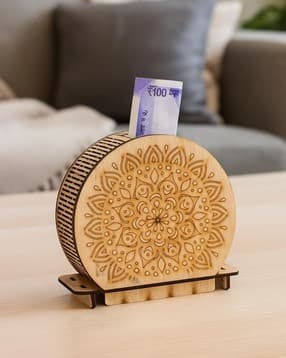 afast Wooden Floral Print Money Saving Piggy Bank-picture-44