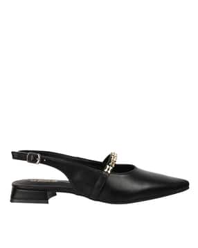 Women Slingback Chunky Heels with Metal Accent-image-47