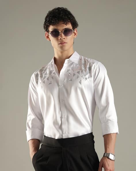 Buda Jeans Co Men Embellished Regular Fit Shirt with Spread Collar