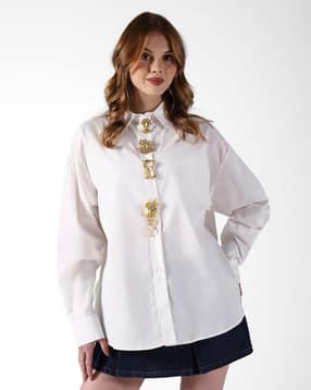 showoff Women Embellished Oversized Shirt-picture-41