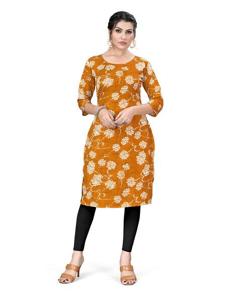 Shree Infinity Export Women Floral Print No Darts Straight Kurti