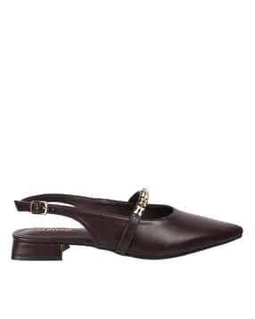 Women Slingback Chunky Heels with Metal Accent-image-44