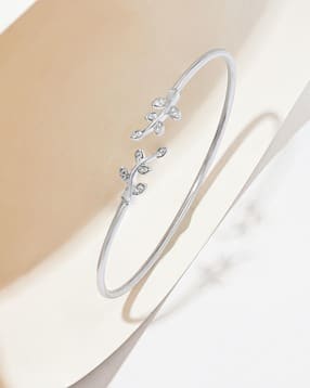 touch925 Women Sterling Silver Leaflet Kada Bracelet-picture-22