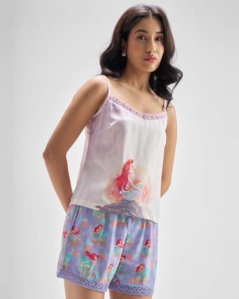 Mickey Mouse - Tokyo Talkies Disney Mickey Mouse Women Purple The Little Mermaid Sleepwear Coord Set