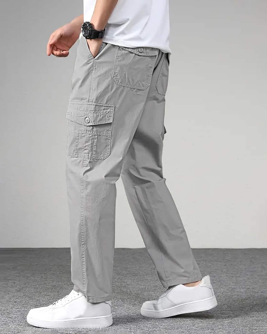 Vogaan Men Straight Fit Cargo Pants For Men (Grey, 32)