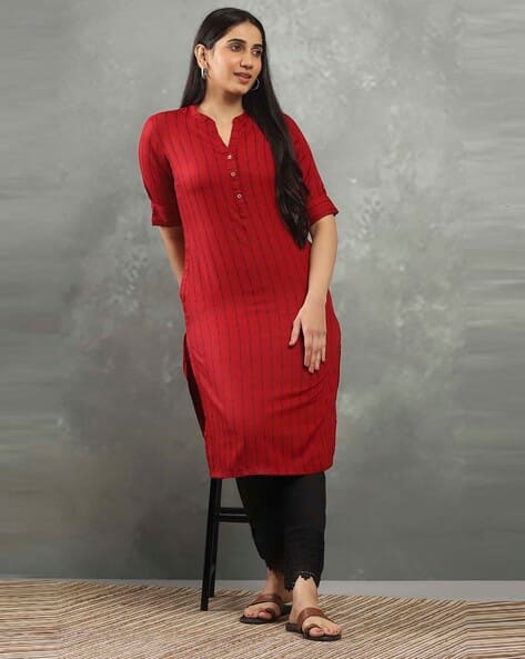 Rangriti Women Striped Straight Kurta Set