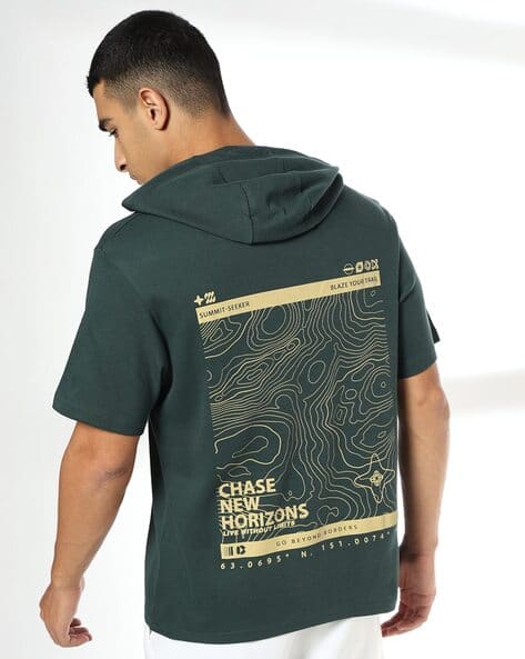 Teamspirit Men Graphic Print Regular Fit Hooded T-Shirt