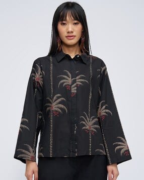 Women Printed Relaxed Fit Spread-Collar Shirt-image-40