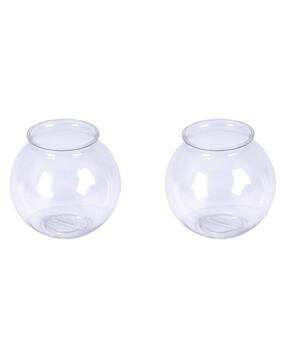 Pack of 2 Glass Round Fish Pot