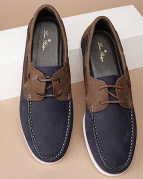 louis philippe Men Colourblock Slip-On Shoes with Stitch Detail-picture-11