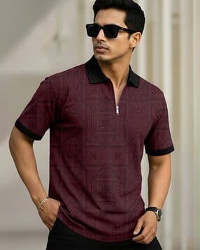force Men Geometric Print Polo T-Shirt-picture-30