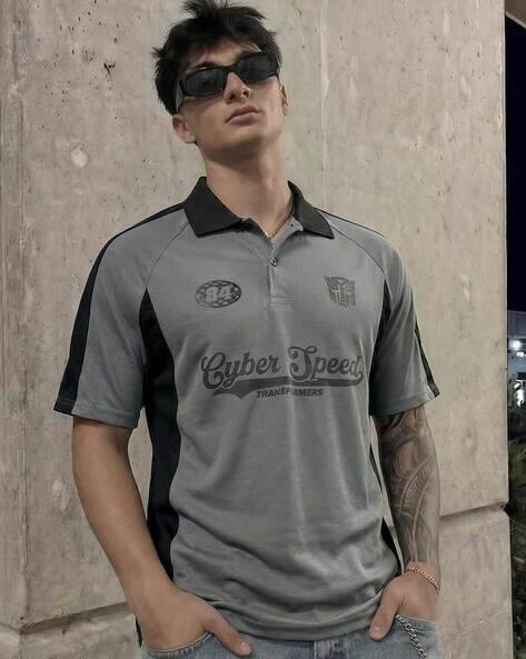 Super Store By Highlander Transformer -  Highlander Transformer Men Grey Round Neck Half Sleeve Relaxed Drop Shoulder Graphic Tshirt