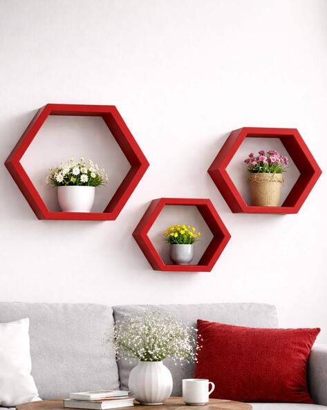 Sthula's Set of 3 Hexagonal MDF Wall Shelves