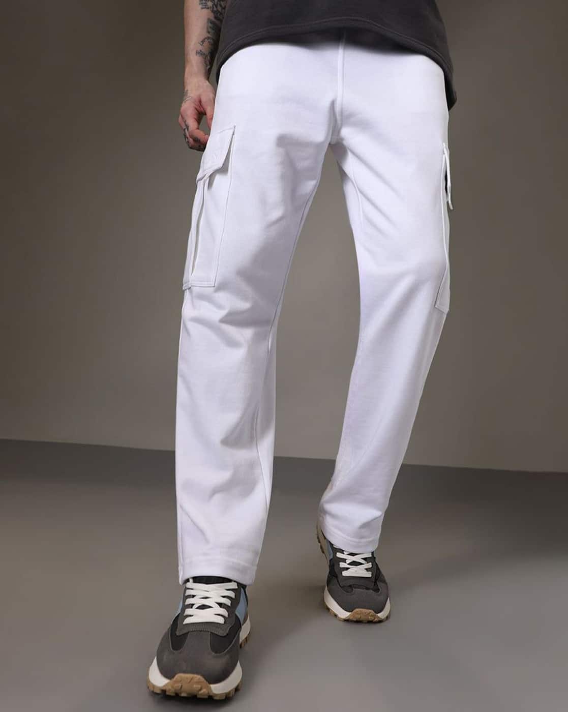 BANANA CLUB Men Mid Rise Relaxed Fit Track Pants For Men (White, L)