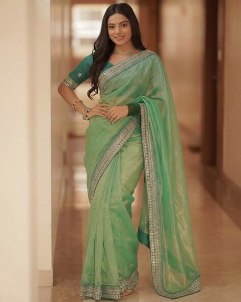 Ri-wah Women Sareee With Embroidered lace border