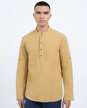 indus route by pantaloons Men Regular Fit Mandarin-Collar Kurta-picture-36