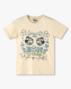 kb team spirit Boys Mickey Bon Voyage Print Tailored Fit Round-Neck T-Shirt-picture-33