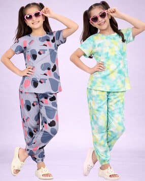 amreliya enterprise Girls Printed T-Shirt and Pyjamas Set-picture-27