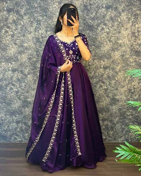 Nyrika Women Embroidered Anarkali Kurta with Dupatta