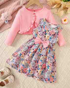 Girls Floral Print Fit and Flare Dress