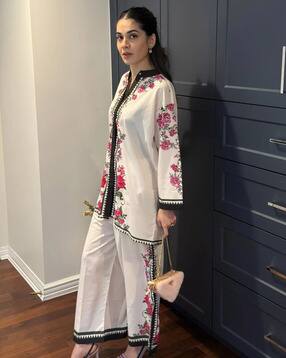 Women Floral Print Kurta & Palazzos Co-Ord Set 