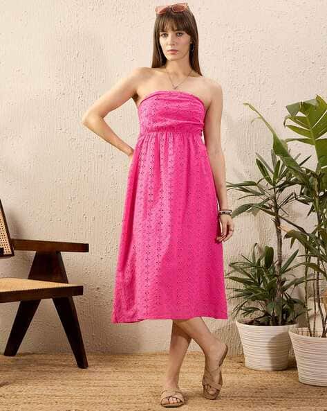 Sassafras Women Embroidered Schiffli Fit & Flare Dress