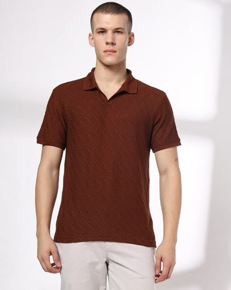 NETPLAY Men Patterned Slim Fit Johny Polo T-Shirt