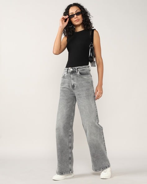 Lee Cooper Women Heavily Washed Wide-Leg Jeans