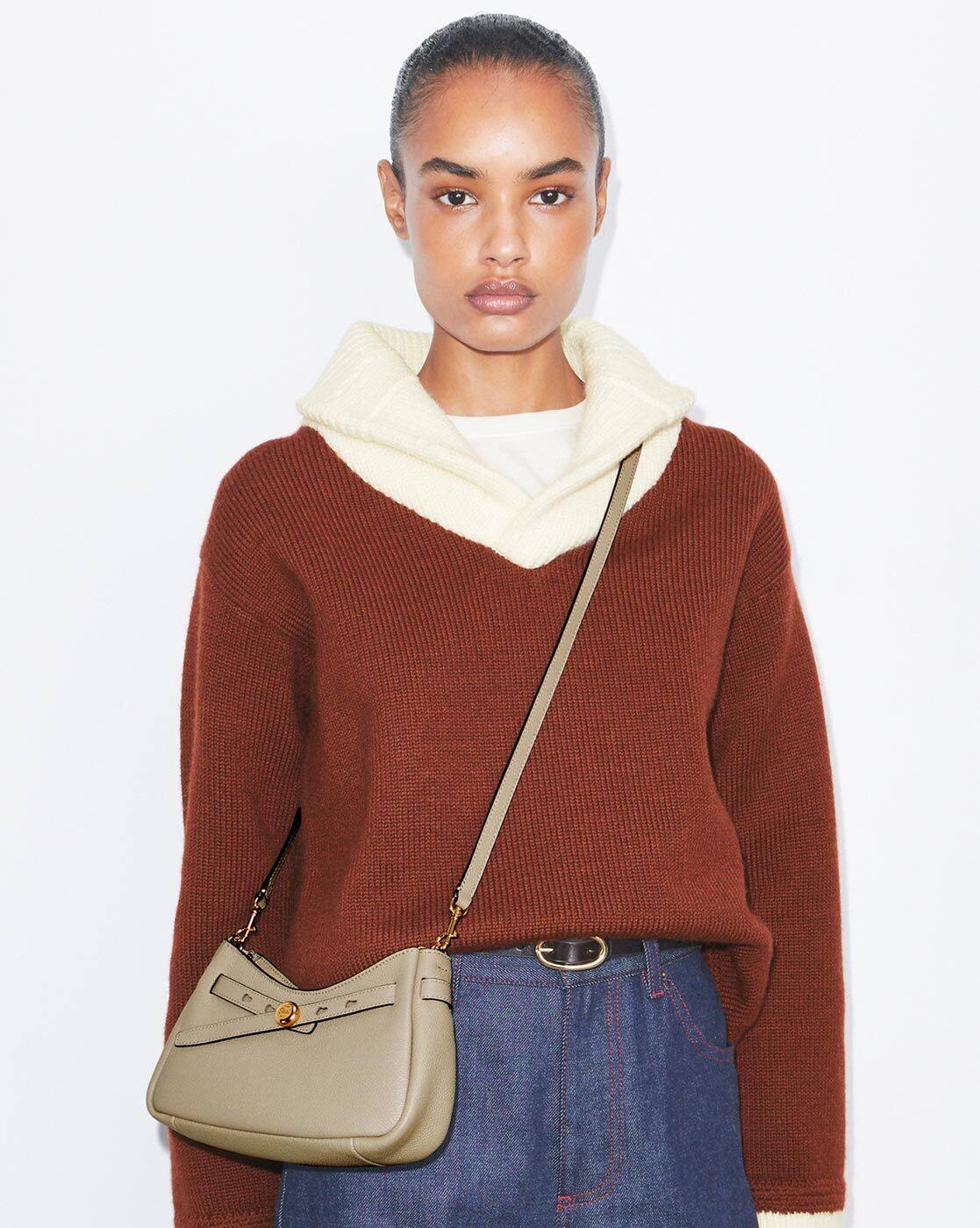 Buy Tory Burch Romy Zip Top Crossbody Bag | Beige Color Women