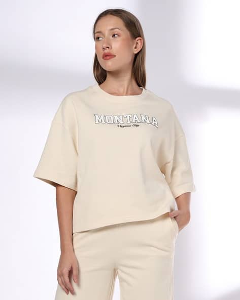 Women Typographic Print Boxy Fit Top