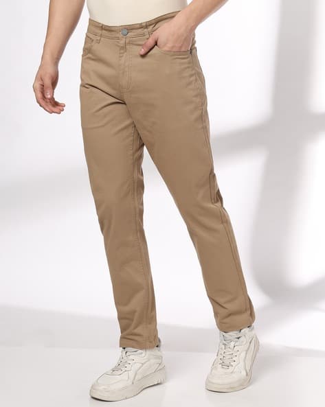 JOHN PLAYERS Men Low-Rise Slim Fit Flat-Front Chinos