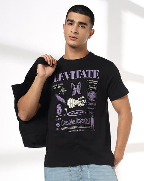 DNMX Men Graphic Print Regular Fit Crew-Neck T-Shirt deal from ajio