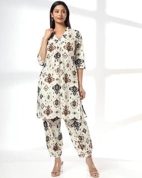 Women All-Over Print Straight Kurta & Salwar Set-image-43