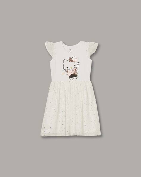 Fame forever by lifestyle Girls Printed Round Neck Fit & Flare Dress