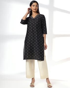 avaasa mix n' match Women Geometric Print Straight Kurta-picture-52