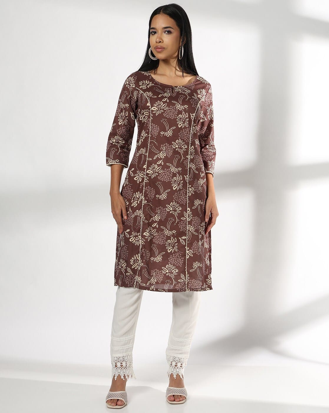 AVAASA MIX N' MATCH Women Floral Print Straight Kurta For Women (Multi, S)
