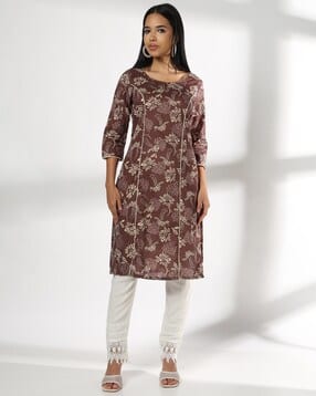 avaasa mix n' match Women Floral Print Straight Kurta-picture-16