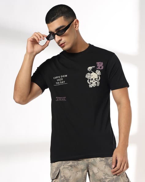 DNMX Men Graphic Print Regular Fit Crew-Neck T-Shirt
